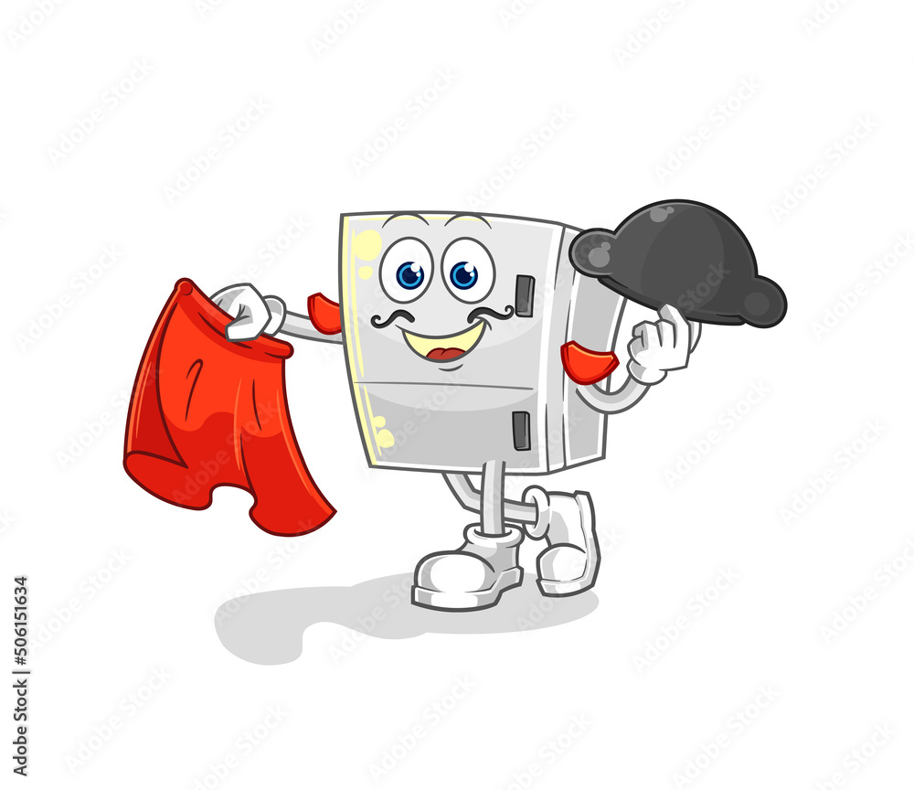 fridge matador with red cloth illustration. character vector fridge matador with red cloth illustration. character vector