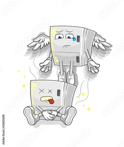 fridge spirit leaves the body mascot. cartoon vector