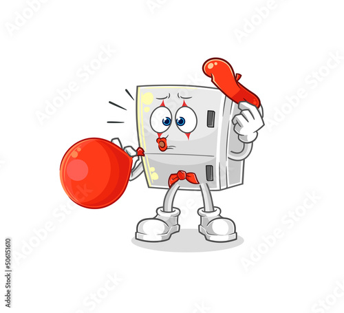 fridge pantomime blowing balloon. cartoon mascot vector