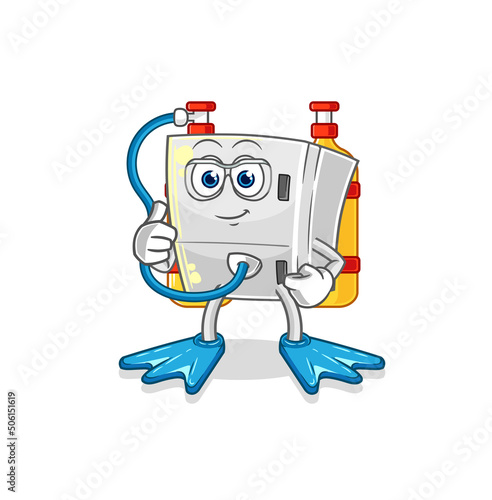 fridge diver cartoon. cartoon mascot vector