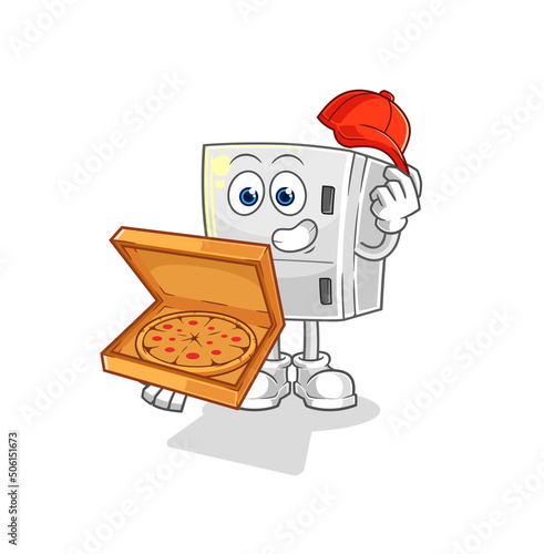 fridge pizza delivery boy vector. cartoon character