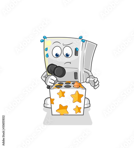 fridge play whack a mole mascot. cartoon vector