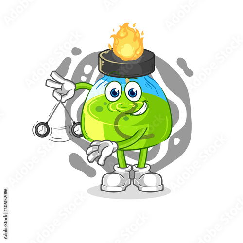 laboratory spirit lamp hypnotizing cartoon. cartoon mascot vector