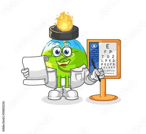laboratory spirit lamp oculist cartoon. cartoon mascot vector