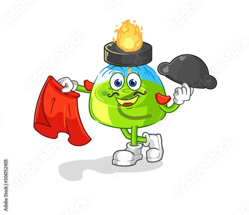 laboratory spirit lamp matador with red cloth illustration. character vector