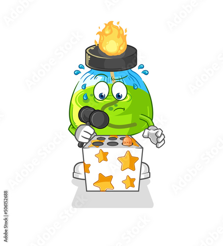 laboratory spirit lamp play whack a mole mascot. cartoon vector
