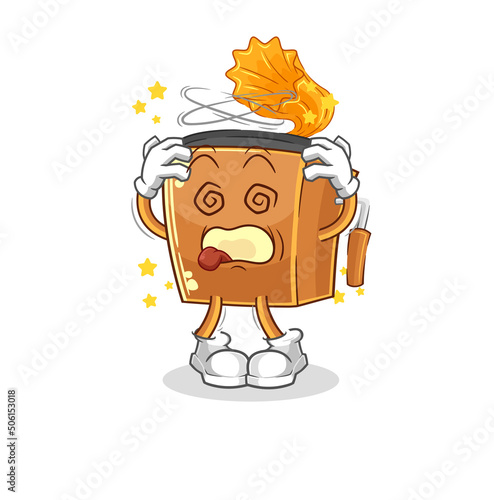 record player dizzy head mascot. cartoon vector