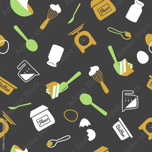 Baking Time Vector Graphic Silhouette Seamless Pattern