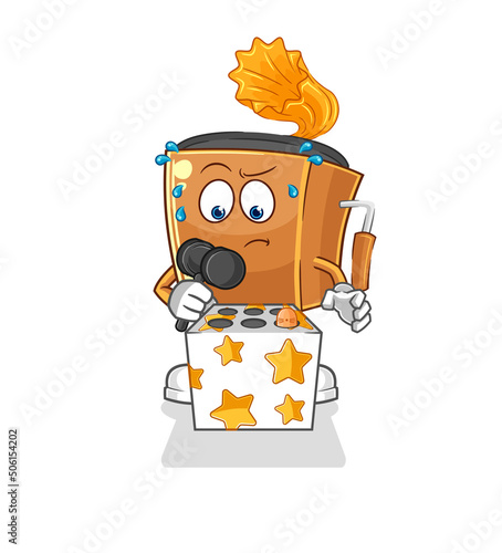 record player play whack a mole mascot. cartoon vector