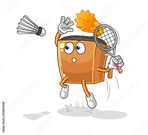 record player smash at badminton cartoon. cartoon mascot vector
