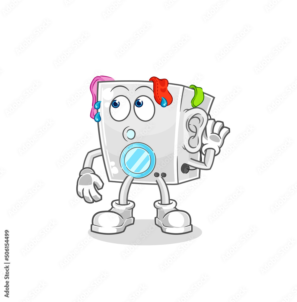 washing machine eavesdropping vector. cartoon character washing machine eavesdropping vector. cartoon character