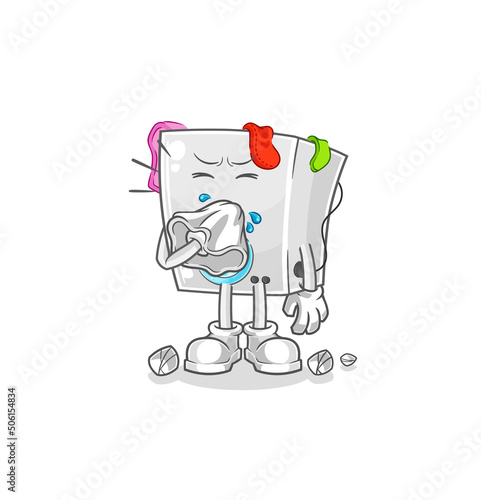 washing machine blowing nose character. cartoon mascot vector