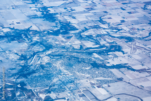 Aerial view of Fort Dodge, Iowa in the winter.