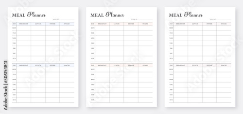 Weekly Meal Planner Template. Daily Meal Planner Template. Printable Planner Templates. 3 Set of minimalist planners. Modern Planner Template Set.	