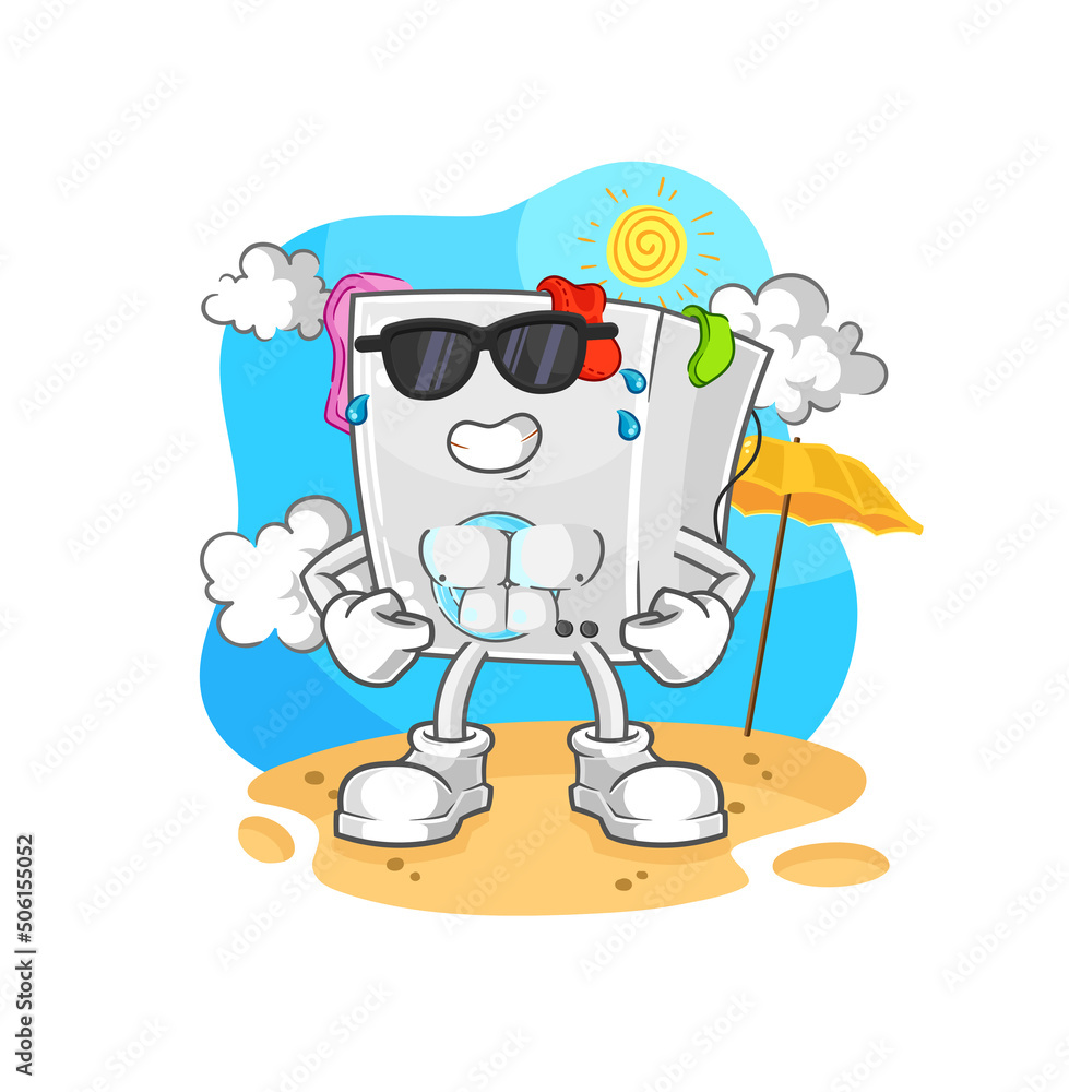 washing machine sunbathing in summer. character vector washing machine sunbathing in summer. character vector
