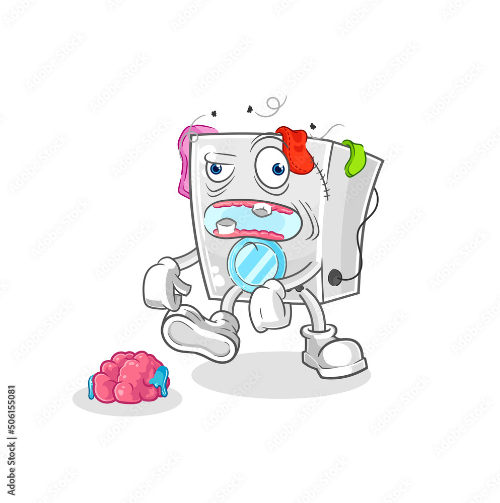 washing machine zombie character.mascot vector