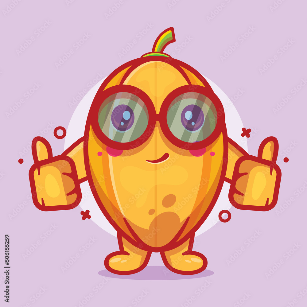 Obraz premium funny star fruit character mascot with thumb up hand gesture isolated cartoon in flat style design