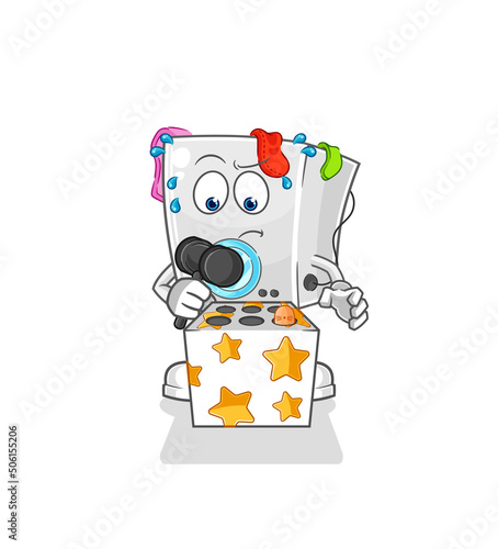 washing machine play whack a mole mascot. cartoon vector