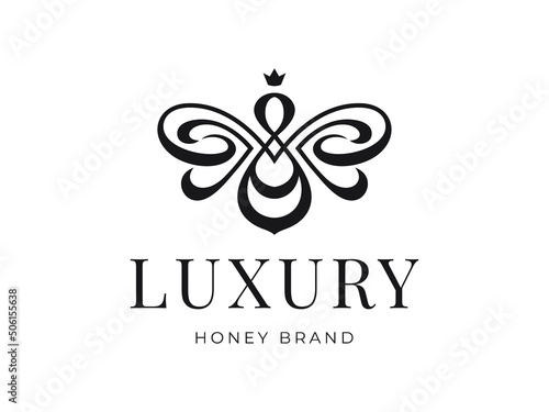 Luxury Honeybee Logo illustration best for label design Premium Vector