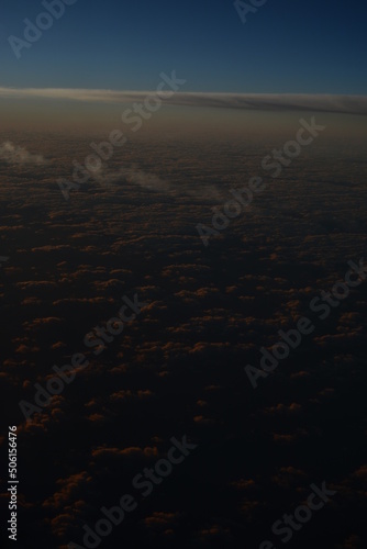 Morning views of the horizon - sunrise over the Atlantic while flying at 30K feet