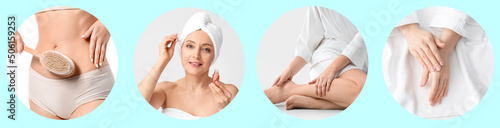 Collage with women taking c...