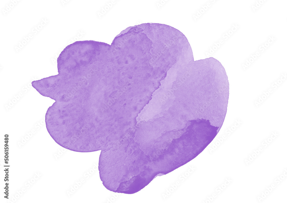 Watercolor purple and violet abstract Blots on white background. Colorful gradient Blobs, mottled blurred watercolor splashes