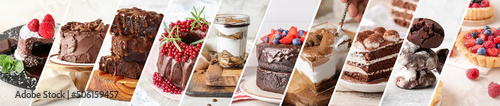Set of delicious chocolate desserts, closeup photo