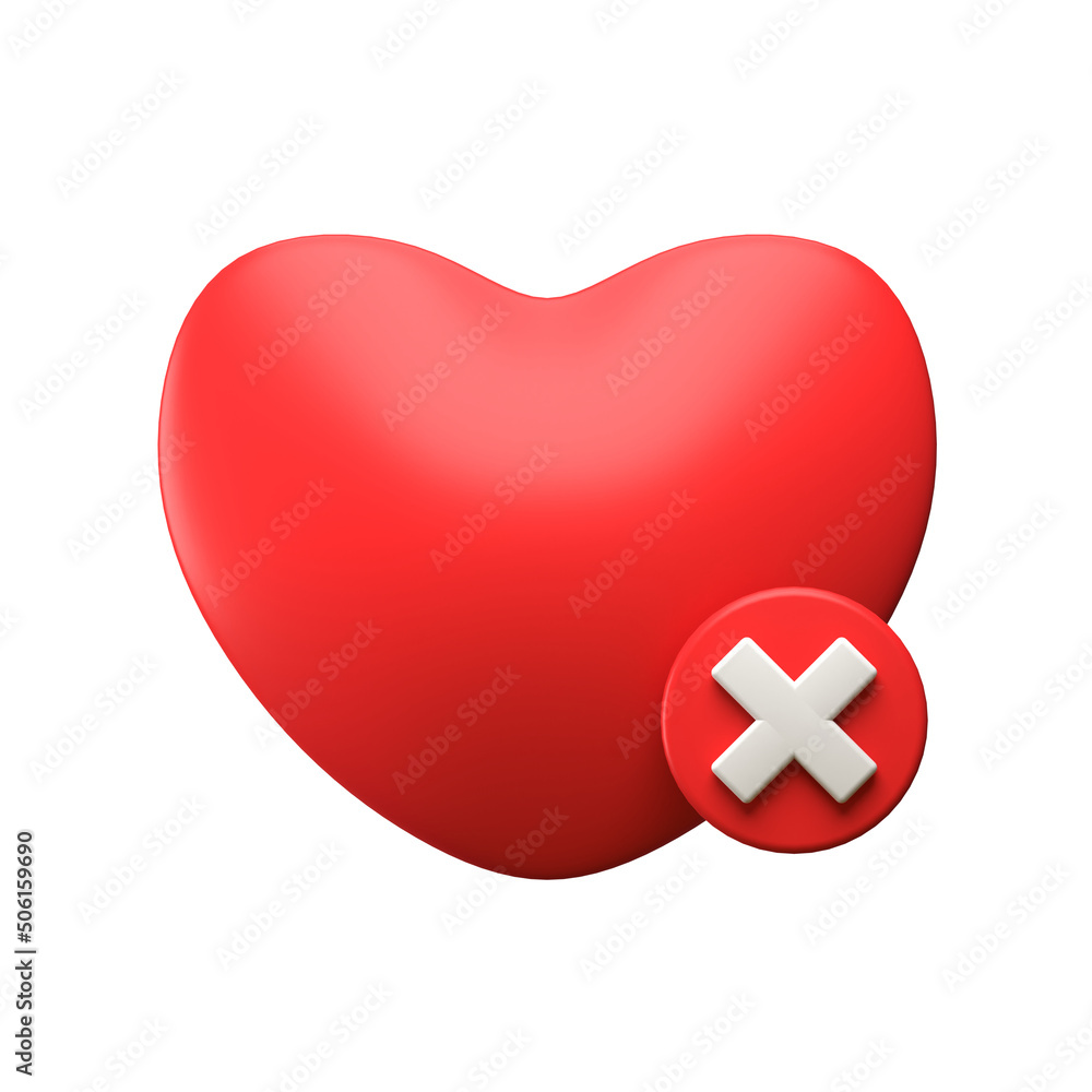 Remove Heart on white 3d Illustration Remove Heart on white 3d Illustration