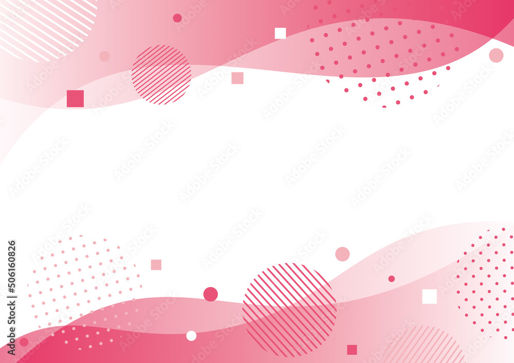 流れる曲線と幾何学模様のフレーム背景　赤