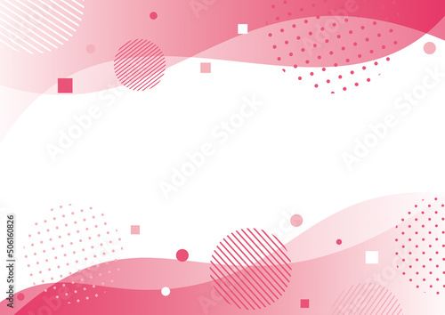 流れる曲線と幾何学模様のフレーム背景　赤