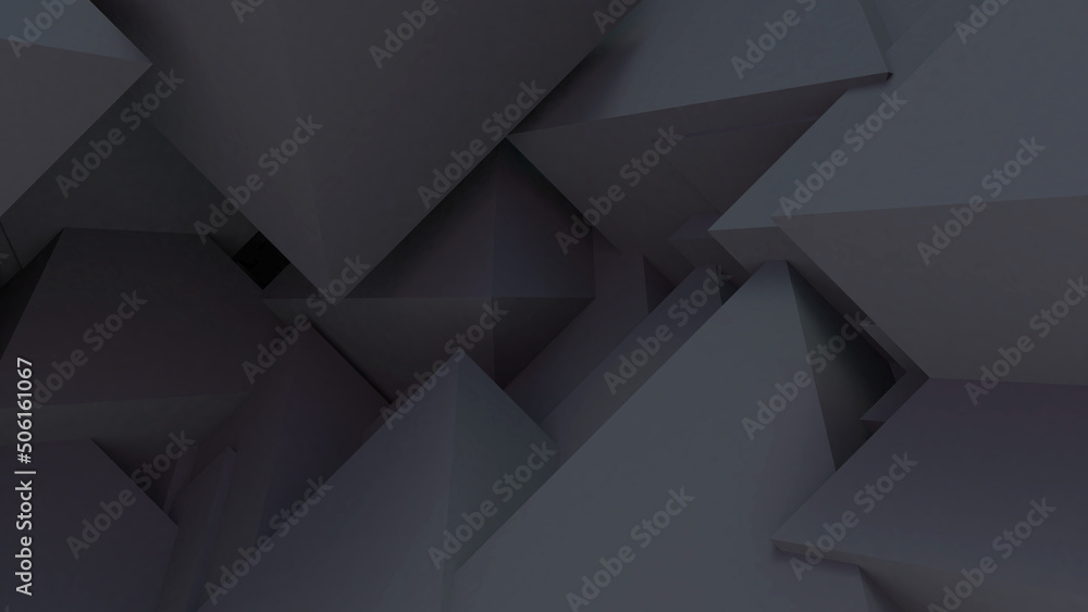 Abstract black prism triangular structure, geometric background, 3d rendering.