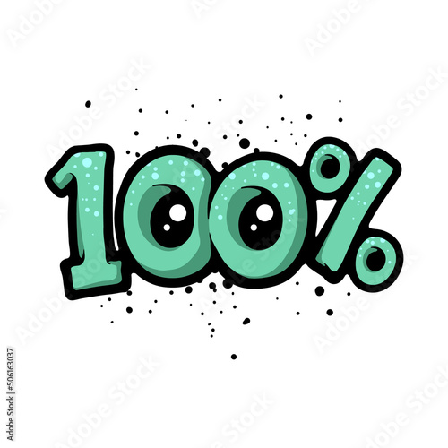 100% text cartoon vector illustration