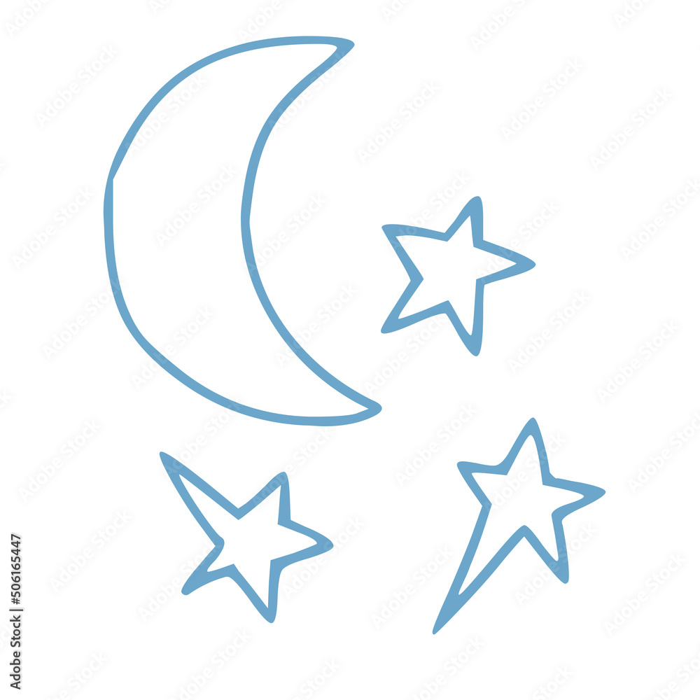 simple illustration of moon and stars