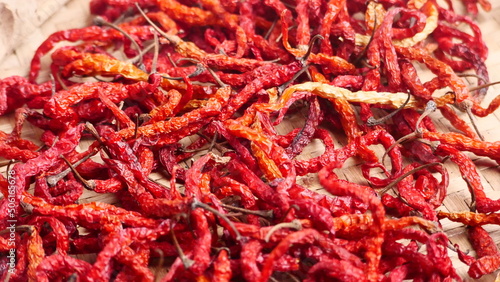 dried red chili background to dry