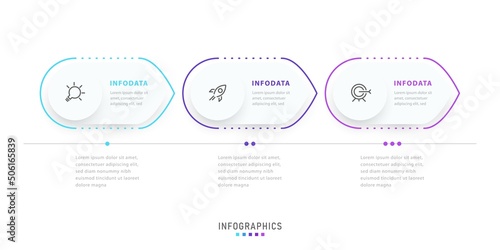 Vector Infographic label design template with icons and 3 options or steps. It can be used for process diagrams, presentations, workflow layouts, banners, flow charts, and info graphs.