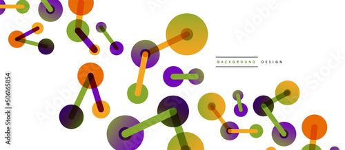 Abstract background. Round dots connected by lines. Trendy techno business template for wallpaper, banner, background or landing