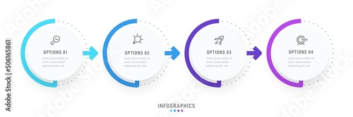 Vector Infographic label design template with icons and 4 options or steps. It can be used for process diagrams, presentations, workflow layouts, banners, flow charts, and info graphs.