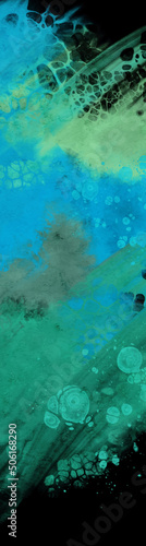 Modern blue flow background on black. Liquid shape in color banner.