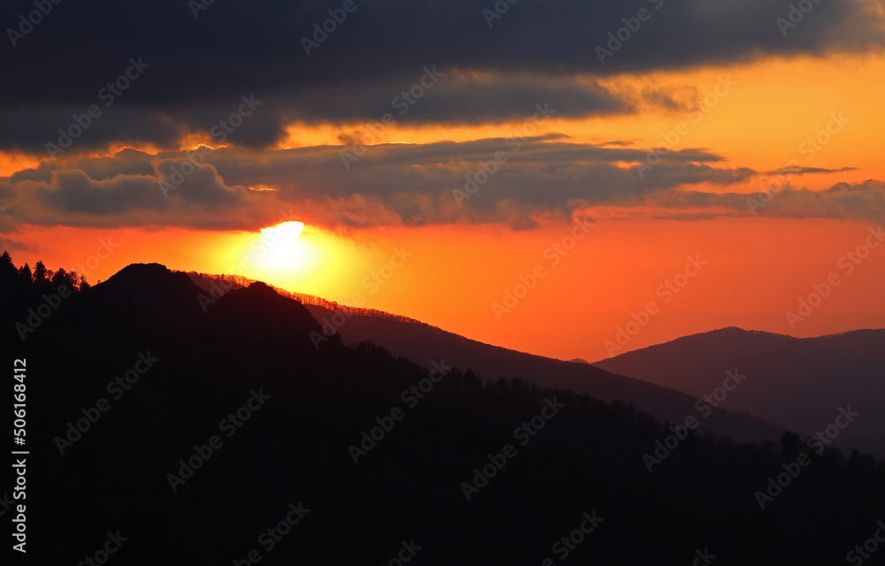 The sun coming from under clouds - Great Smoky Mountains National Park, Tennessee
