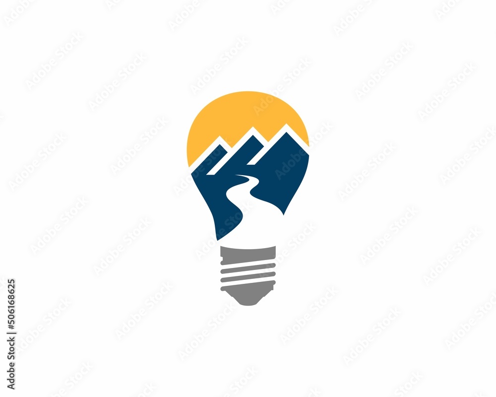 Light bulb with roofing house and roadway inside Light bulb with roofing house and roadway inside