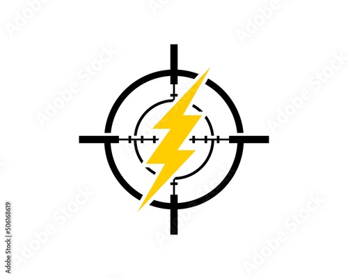 Sniper symbol with electrical lightning inside