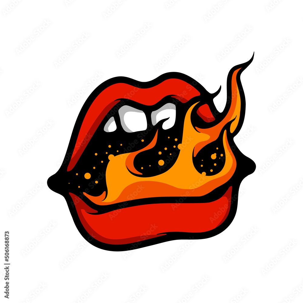 Burning mouth cartoon vector illustration Stock Vector Adobe Stock