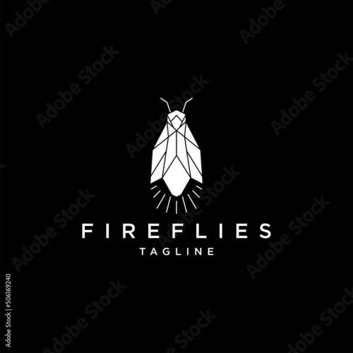 Fireflies geometric polygonal logo vector icon design template
