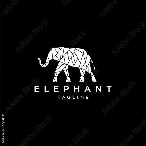 Elephant geometric polygonal logo vector icon design template