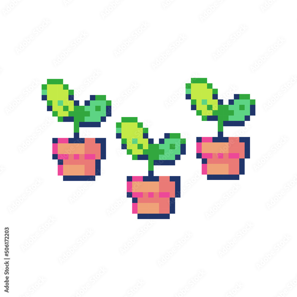 vector three small trees pixel art vector three small trees pixel art