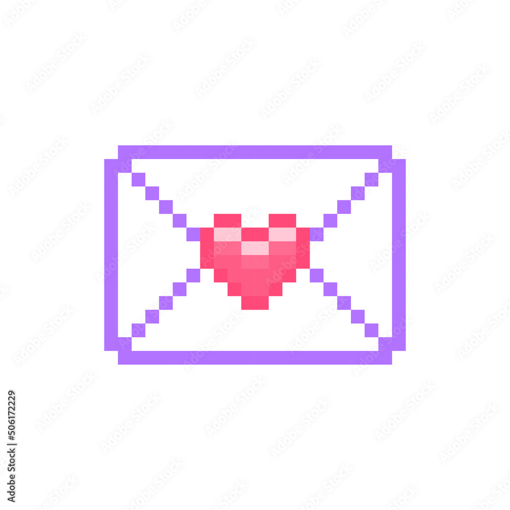 vector envelope heart pixel art