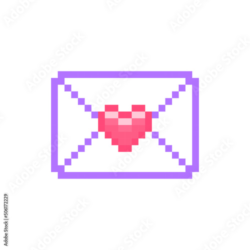 vector envelope heart pixel art
