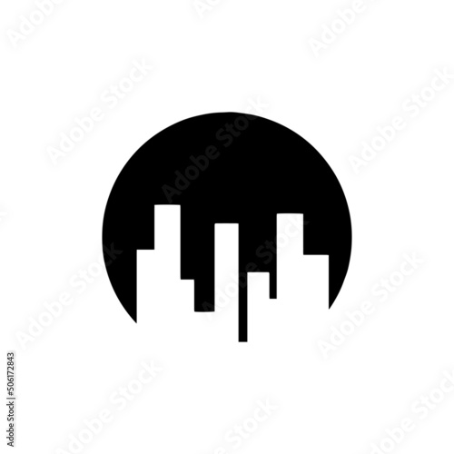 Moon city logo, black and white logo, city icon, vector illustration 