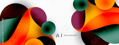 Geometric round shapes and circles abstract background. Wallpaper for concept of AI technology, blockchain, communication, 5G, science, business