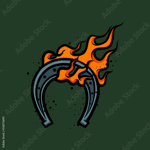 Burning Horseshoe cartoon vector illustration